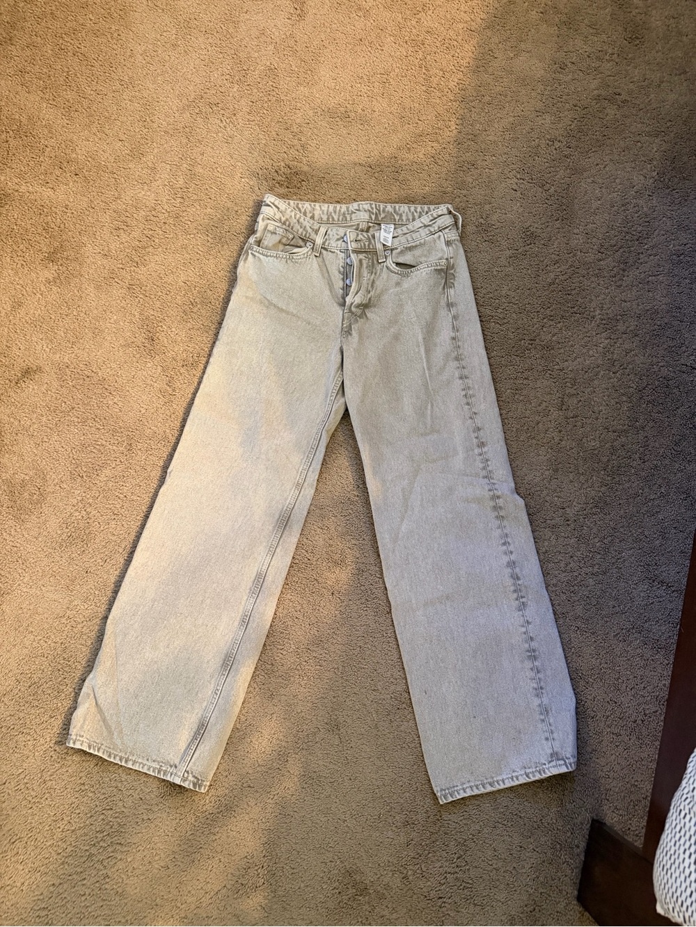 H&M Light Wash Beige Wide Leg Jeans